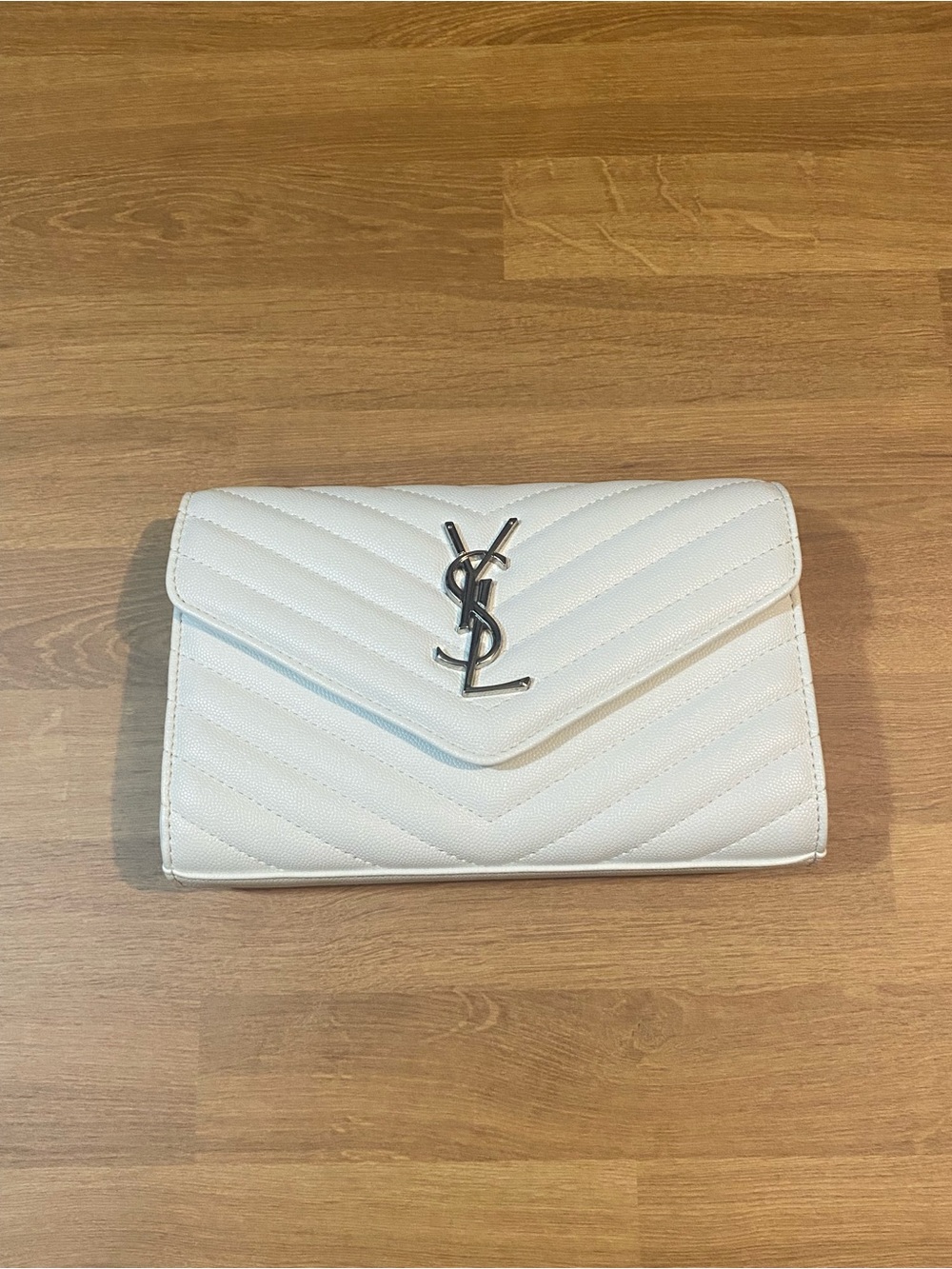 White Quilted Leather Envelope Wallet